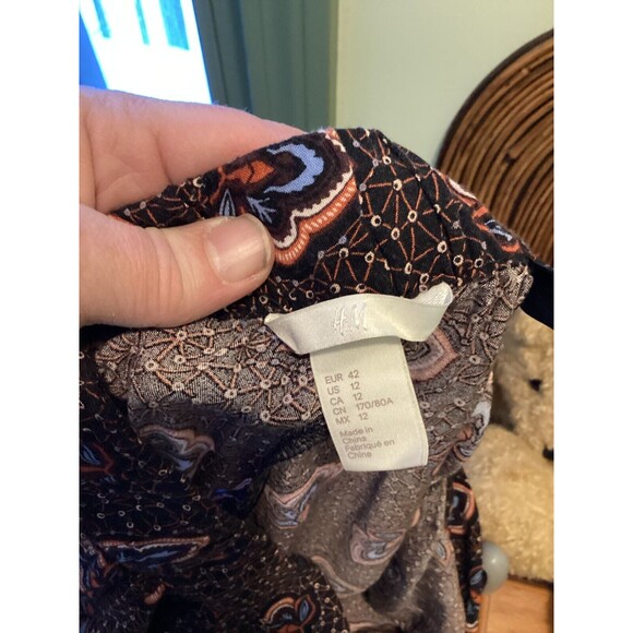 H & M Women's Multicolor Printed Elastic Waist Bohemian Pull On Pants Size 12 - Picture 6 of 7